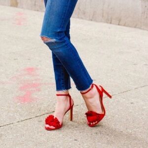 Banana Republic Honey Bis Fringe Heels in Red